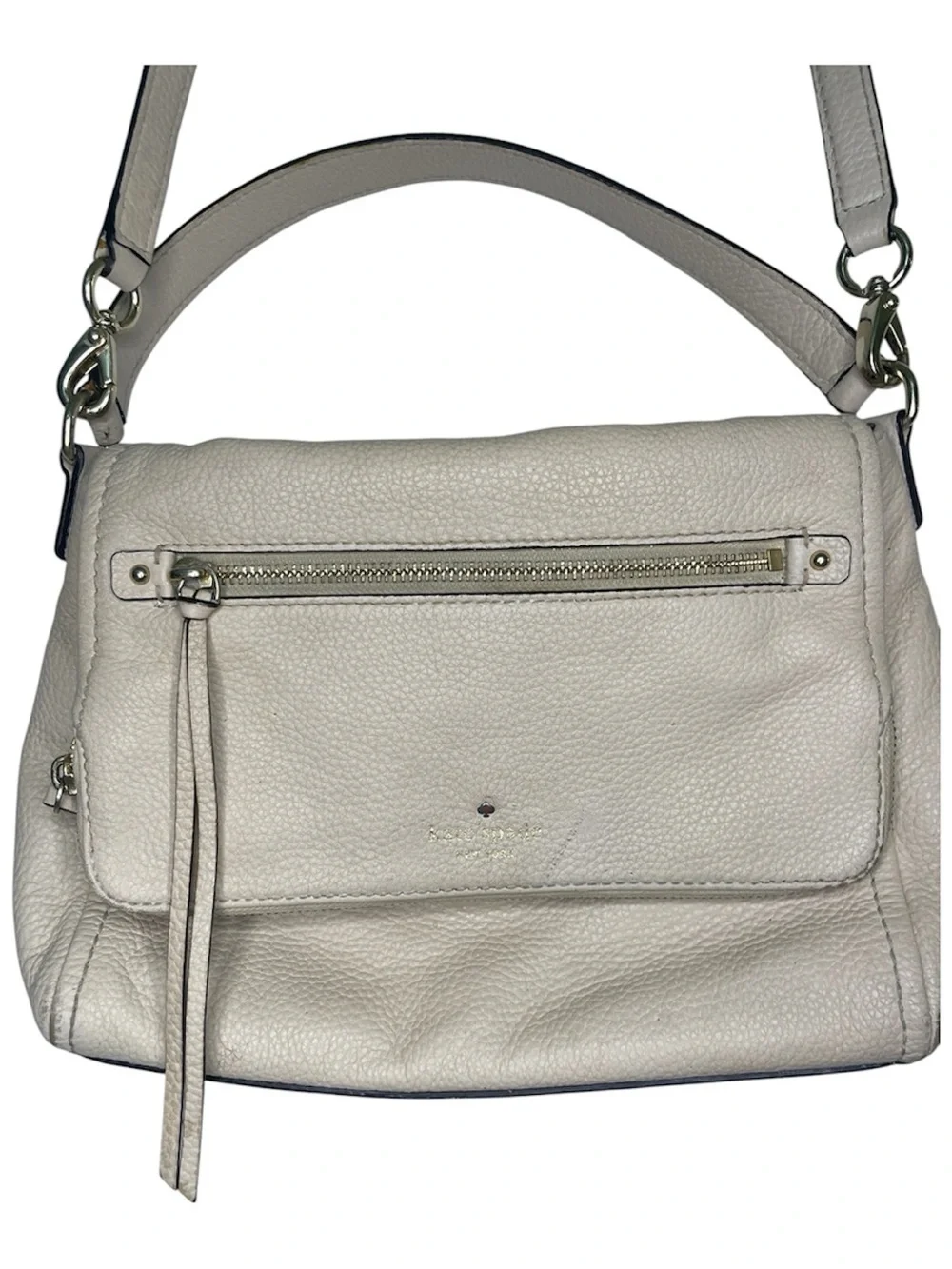 Kate Spade New York Pebbled Leather Shoulder Crossbody Bag Beige Taupe